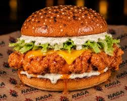 Naga chicken burger